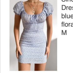 puff sleeve floral blue showpo sinead mini dress